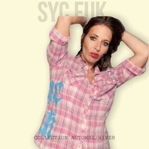 Syc Fuk pink button down​​​​​​​​